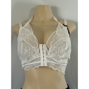 NWT Pour Moi White Lace Bralette Longline Strappy Back Bra 36G Coquette Y2K